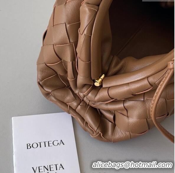 Promotional Bottega Veneta Mini Pouch Bag in Wide Intrecciato Leather 585852 Taupe Brown 2023