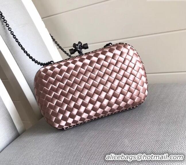 Grade Design Bottega Veneta Small Silk Woven Knot Clutch with Snakeskin BV8651 Trim Light Pink 2023