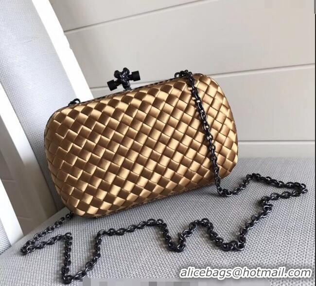 Super Quality Bottega Veneta Small Silk Woven Knot Clutch with Snakeskin BV8651 Trim Gold 2023