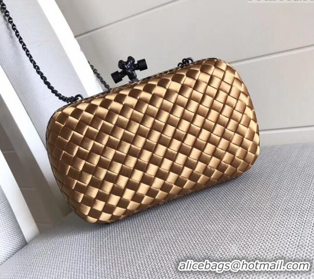 Super Quality Bottega Veneta Small Silk Woven Knot Clutch with Snakeskin BV8651 Trim Gold 2023