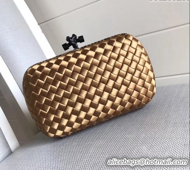 Super Quality Bottega Veneta Small Silk Woven Knot Clutch with Snakeskin BV8651 Trim Gold 2023