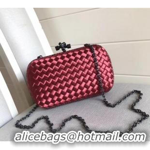 Unique Grade Bottega Veneta Small Silk Woven Knot Clutch with Snakeskin BV8651 Trim Dark Purple 2023