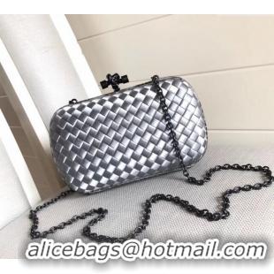 Affordable Price Bottega Veneta Small Silk Woven Knot Clutch with Snakeskin BV8651 Trim White 2023