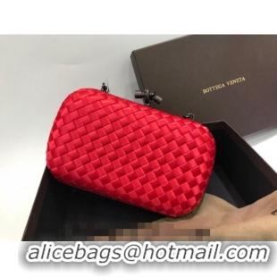 Famous Brand Bottega Veneta Small Silk Woven Knot Clutch with Snakeskin BV8651 Trim Red 2023