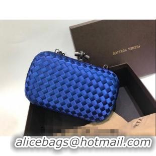 Super Quality Bottega Veneta Small Silk Woven Knot Clutch with Snakeskin BV8651 Trim Royal Blue 2023