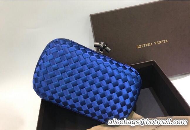 Super Quality Bottega Veneta Small Silk Woven Knot Clutch with Snakeskin BV8651 Trim Royal Blue 2023