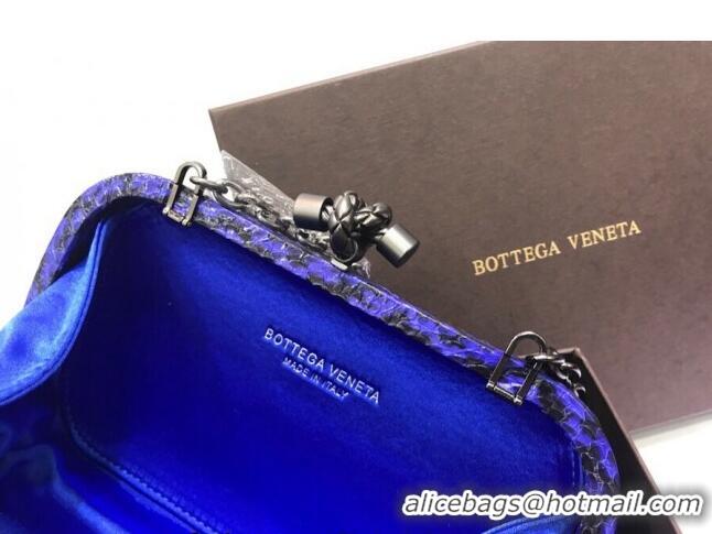 Super Quality Bottega Veneta Small Silk Woven Knot Clutch with Snakeskin BV8651 Trim Royal Blue 2023