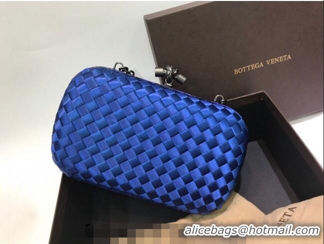 Super Quality Bottega Veneta Small Silk Woven Knot Clutch with Snakeskin BV8651 Trim Royal Blue 2023