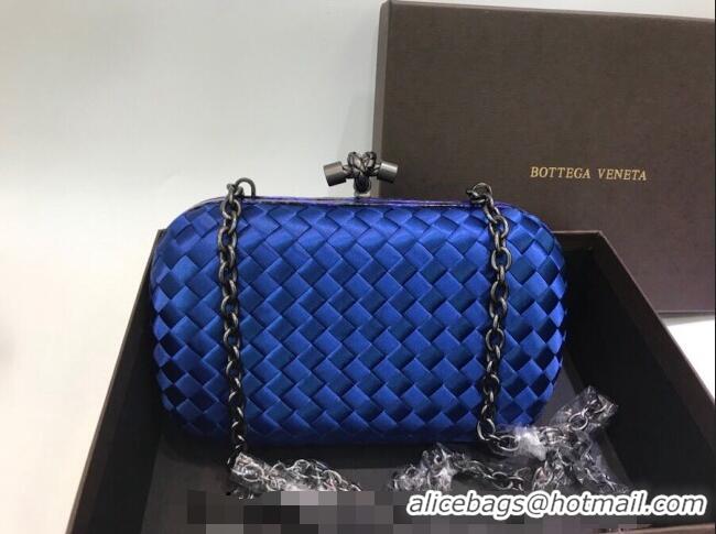 Super Quality Bottega Veneta Small Silk Woven Knot Clutch with Snakeskin BV8651 Trim Royal Blue 2023