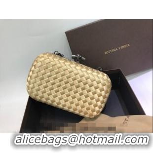 New Design Bottega Veneta Small Silk Woven Knot Clutch with Snakeskin BV8651 Trim Yellow 2023