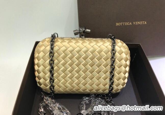 New Design Bottega Veneta Small Silk Woven Knot Clutch with Snakeskin BV8651 Trim Yellow 2023