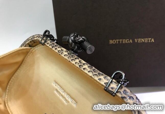 New Design Bottega Veneta Small Silk Woven Knot Clutch with Snakeskin BV8651 Trim Yellow 2023