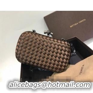 Trendy Design Bottega Veneta Small Silk Woven Knot Clutch with Snakeskin BV8651 Trim Brown 2023