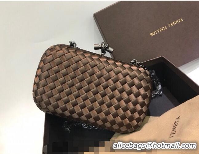 Trendy Design Bottega Veneta Small Silk Woven Knot Clutch with Snakeskin BV8651 Trim Brown 2023