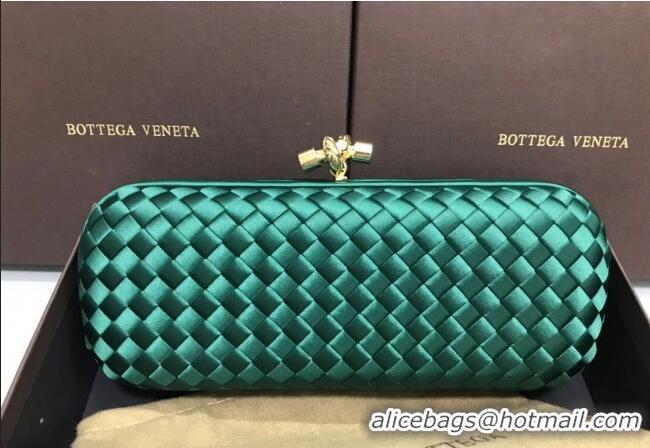 Traditional Discount Bottega Veneta Stretch Box Knot Silk Woven Bag BV8651 Green 2023