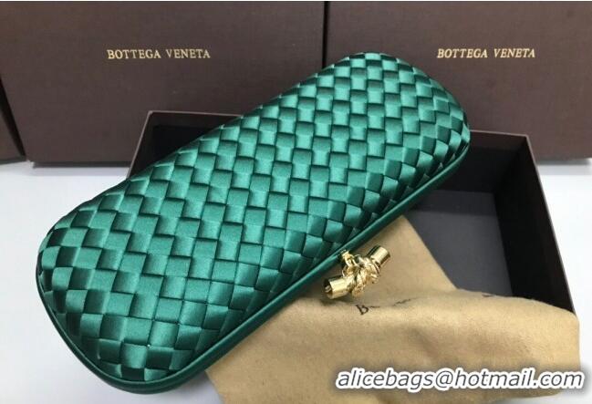 Traditional Discount Bottega Veneta Stretch Box Knot Silk Woven Bag BV8651 Green 2023