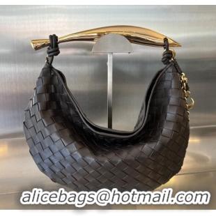 Classic Bottega Veneta Sardine Top handle Bag With Chain Intrecciato Leather 776768 Fondant Brown 2023