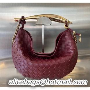 Top Quality Bottega Veneta Sardine Top handle Bag With Chain Intrecciato Leather 776768 Barolo Red 2023