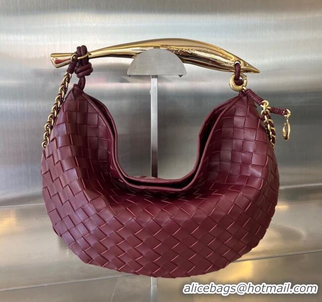 Top Quality Bottega Veneta Sardine Top handle Bag With Chain Intrecciato Leather 776768 Barolo Red 2023