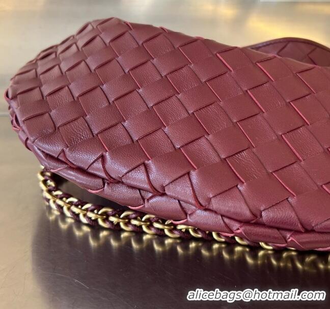 Top Quality Bottega Veneta Sardine Top handle Bag With Chain Intrecciato Leather 776768 Barolo Red 2023