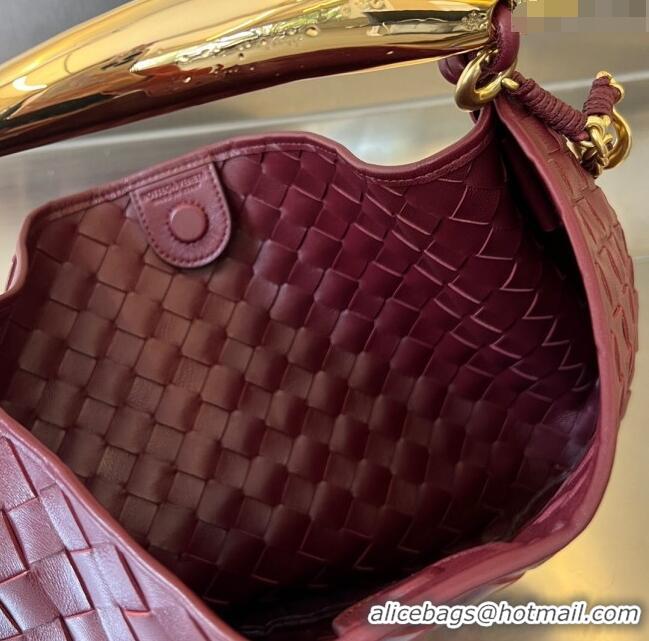 Top Quality Bottega Veneta Sardine Top handle Bag With Chain Intrecciato Leather 776768 Barolo Red 2023