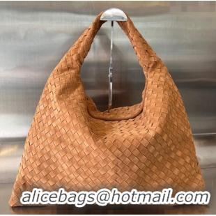 Discount Price Bottega Veneta Large Hop Hobo Bag Intrecciato 763970 Suede Tan Brown 2023