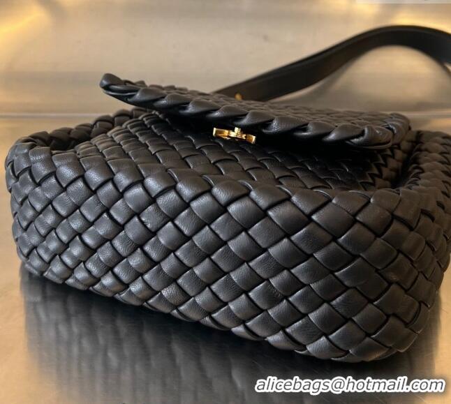 Super Quality Bottega Veneta Mini Cobble Shoulder Bag in Padded Intrecciato Leather 762711 Black 2024