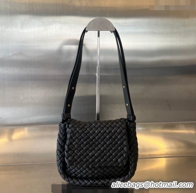 Super Quality Bottega Veneta Mini Cobble Shoulder Bag in Padded Intrecciato Leather 762711 Black 2024