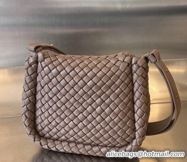 Free Shipping Bottega Veneta Mini Cobble Shoulder Bag in Padded Intrecciato Leather 762711 Taupe grey 2024