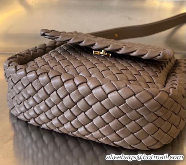 Free Shipping Bottega Veneta Mini Cobble Shoulder Bag in Padded Intrecciato Leather 762711 Taupe grey 2024