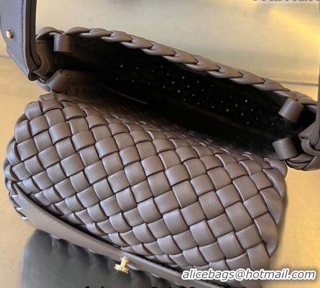 Free Shipping Bottega Veneta Mini Cobble Shoulder Bag in Padded Intrecciato Leather 762711 Taupe grey 2024