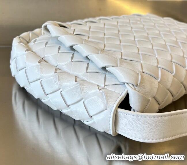 Affordable Price Bottega Veneta Men's Small Cobble Messenger in Padded Intrecciato Leather 755659 White 2024