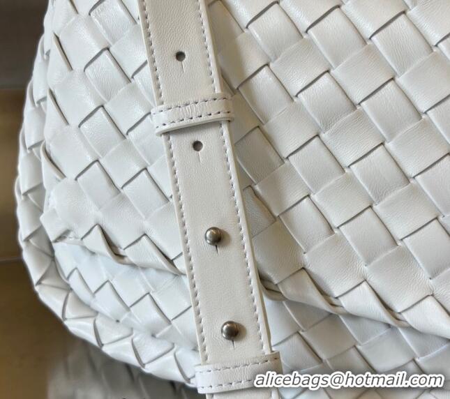 Affordable Price Bottega Veneta Men's Small Cobble Messenger in Padded Intrecciato Leather 755659 White 2024