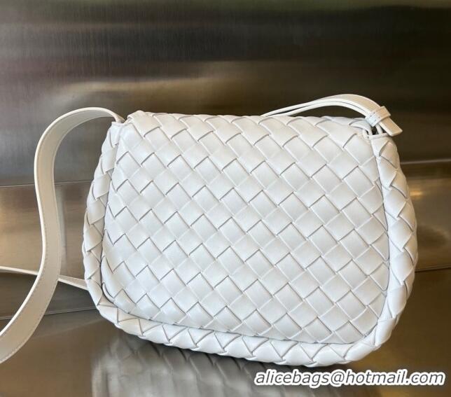 Affordable Price Bottega Veneta Men's Small Cobble Messenger in Padded Intrecciato Leather 755659 White 2024