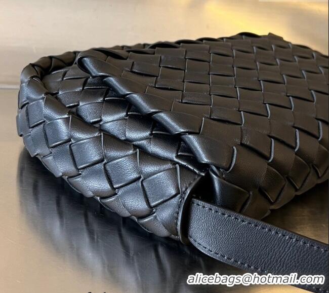 Top Quality Bottega Veneta Men's Small Cobble Messenger in Padded Intrecciato Leather 755659 Black 2024