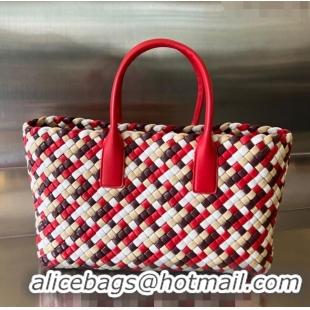 Super Quality Bottega Veneta Medium Cabat Tote Bag in Intrecciato Leather 730315 Red/Multicolor 2023