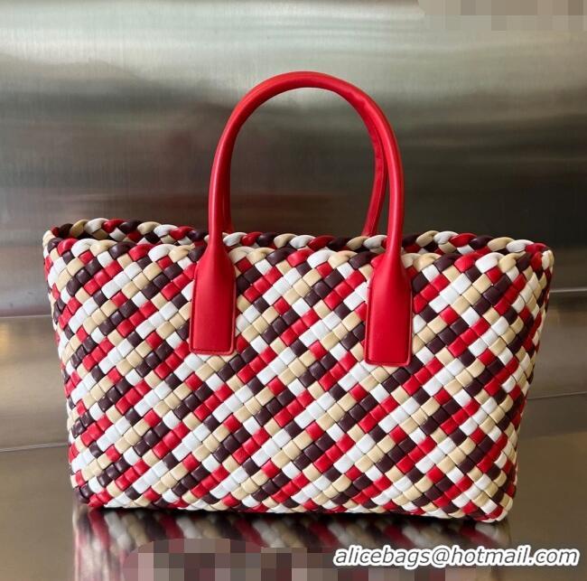 Super Quality Bottega Veneta Medium Cabat Tote Bag in Intrecciato Leather 730315 Red/Multicolor 2023