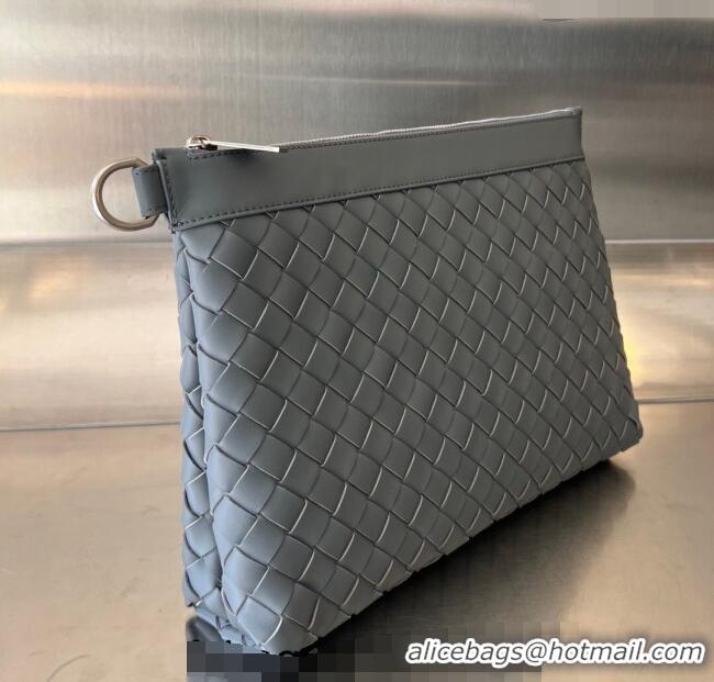 Promotional Bottega Veneta Medium Intrecciato Zipped Pouch in Intrecciato Leather 651852 Thunder Grey 2024