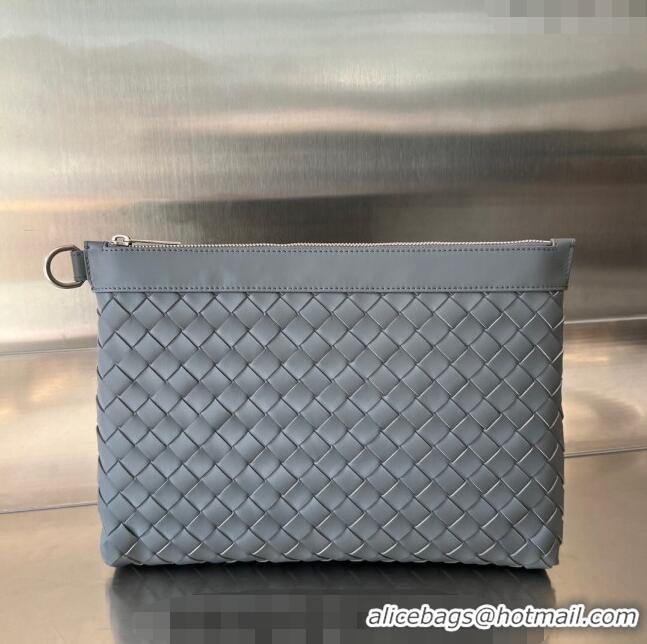 Promotional Bottega Veneta Medium Intrecciato Zipped Pouch in Intrecciato Leather 651852 Thunder Grey 2024