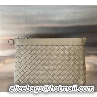 Super Quality Bottega Veneta Medium Intrecciato Zipped Pouch in Intrecciato Leather 651852 Taupe Beige 2024