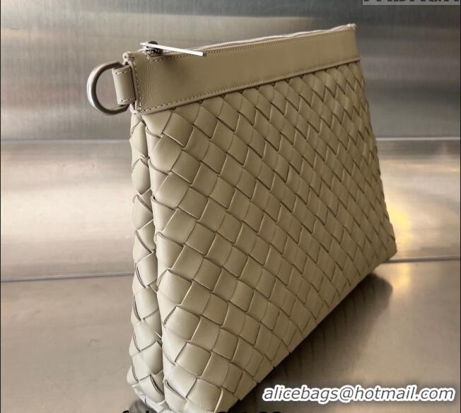 Super Quality Bottega Veneta Medium Intrecciato Zipped Pouch in Intrecciato Leather 651852 Taupe Beige 2024