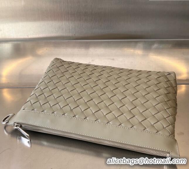 Super Quality Bottega Veneta Medium Intrecciato Zipped Pouch in Intrecciato Leather 651852 Taupe Beige 2024