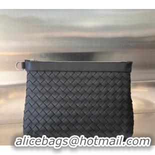 Promotional Bottega Veneta Medium Intrecciato Zipped Pouch in Intrecciato Leather 651852 Black 2024