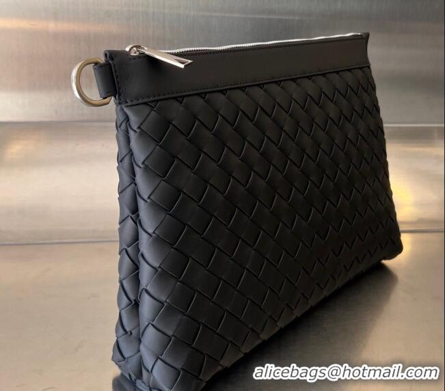 Promotional Bottega Veneta Medium Intrecciato Zipped Pouch in Intrecciato Leather 651852 Black 2024