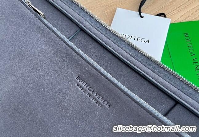 Buy Grade Bottega Veneta Arco Document Case Pouch in Intrecciato Leather 680169 Grey 2024