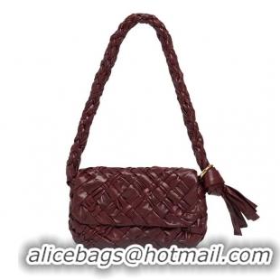 Super Quality Bottega Veneta Kalimero Citta Leather Shoulder Bag BV5014 Burgundy