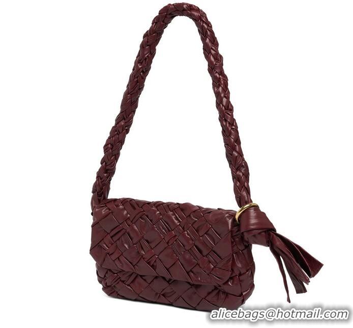 Super Quality Bottega Veneta Kalimero Citta Leather Shoulder Bag BV5014 Burgundy