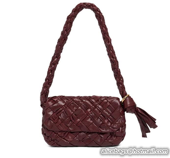 Super Quality Bottega Veneta Kalimero Citta Leather Shoulder Bag BV5014 Burgundy