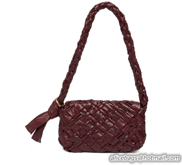 Super Quality Bottega Veneta Kalimero Citta Leather Shoulder Bag BV5014 Burgundy