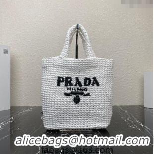 Buy Inexpensive Prada Small Crochet Tote bag 1BG422 White 2023